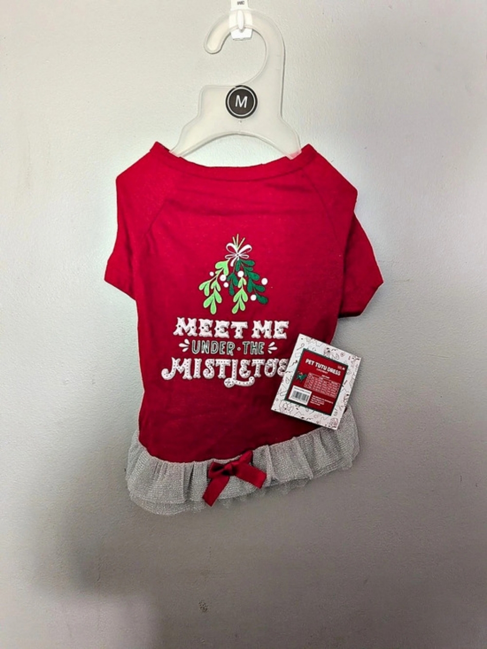 Meet Me Under The Mistletoe Pet Tutu Dress Red & Gray